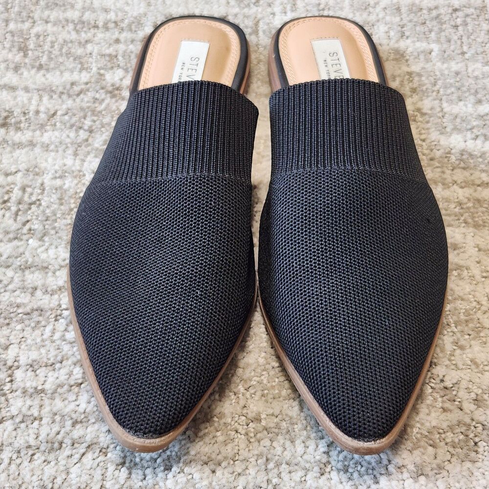 STEVEN women's Valdez knit point toe slip-on mules shoes black size 9 - Picture 4 of 8